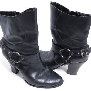 Black Leather Harley Davidson Motorcycle Boots 8.5